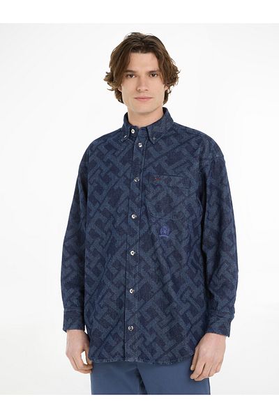 Tommy Hilfiger Mens Blue THC DG Monogram Shirt