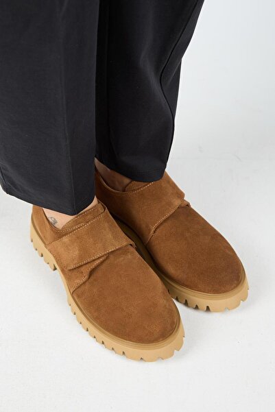 Manijero Mimi Women's Genuine Leather Velcro Tan Suede Shoes