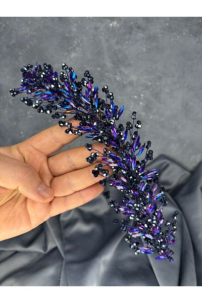 Hayalperest boncuk Hera Crystal Beaded Bridal Henna Crown Hair and Turban Accessory