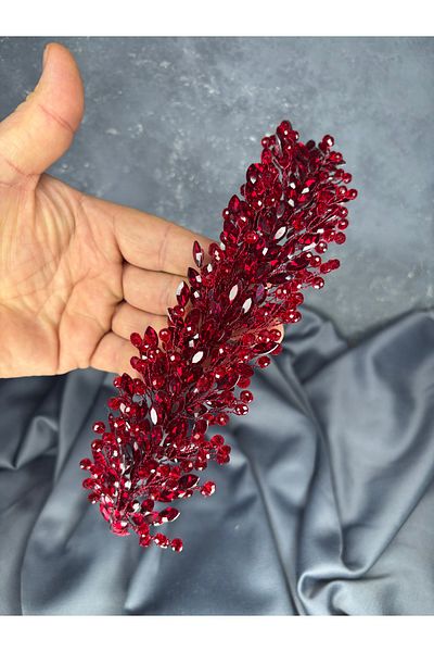 Hayalperest boncuk Elisa Thin Beaded Bridal Crown Turban and Hair Accessory