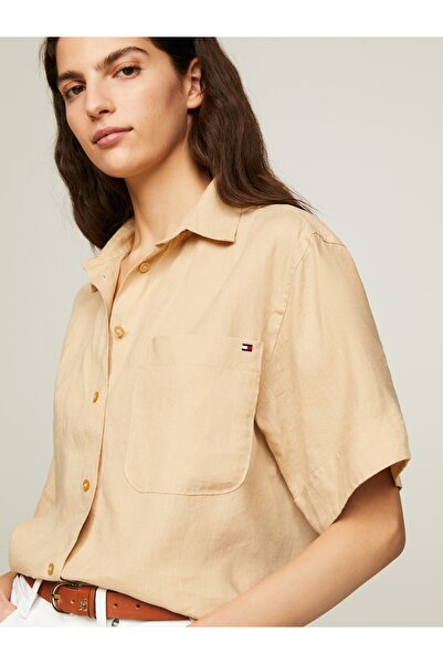 Tommy Hilfiger Tommy Hilfiger Womens Beige Linen Shirt