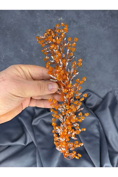 Hayalperest boncuk Hera Crystal Bead Decorated Elegant Bridal Henna Crown