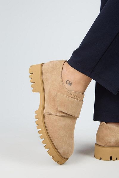 Manijero Pantofi de damă Mimi din piele naturală Velcro Sand Suede