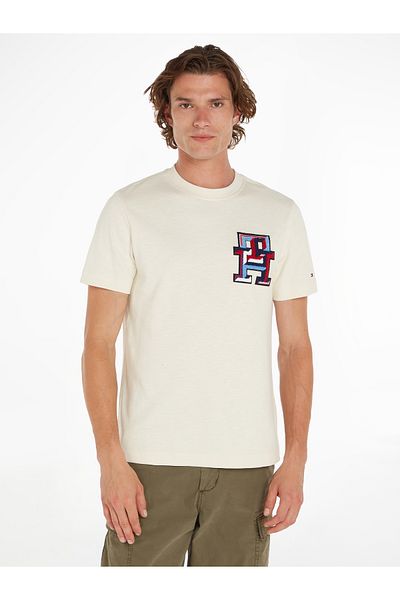 Tommy Hilfiger Tommy Hilfiger Men Beige Monogram Badge T-Shirt