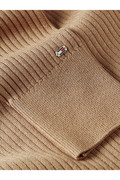 Tommy Hilfiger Tommy Hilfiger Women Beige Rib-Knit Polo Neck Sweater Dress