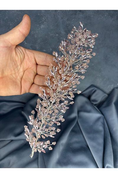 Hayalperest boncuk Hera Crystal Beaded Bridal Henna Crown Hair and Turban Accessory