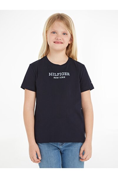 Tommy Hilfiger Tommy Hilfiger Girls Blue Monotype Foil Print T-Shirt