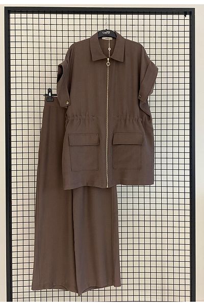 Armine Trend New Season Linen Fabric Back Detailed Sports Double Set