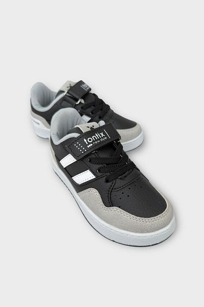 Liger Children's Velcro Laced Comfort Sports Shoes Black - White