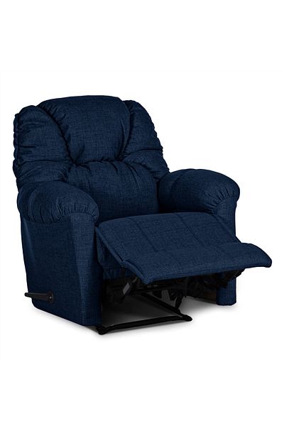 American Polo | Linen Rocking & Rotating Recliner Chair - Dark Blue -92×78x103