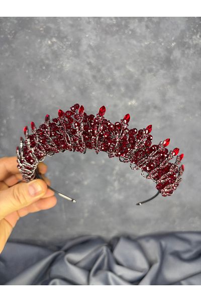 Hayalperest boncuk Stylish Bridal Crown Decorated with Steaming Crystal Beads