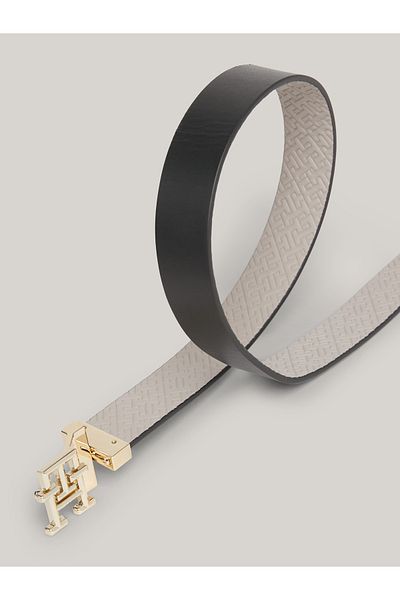 Tommy Hilfiger Tommy Hilfiger Women Black Monogram Reversible Napa Leather Belt