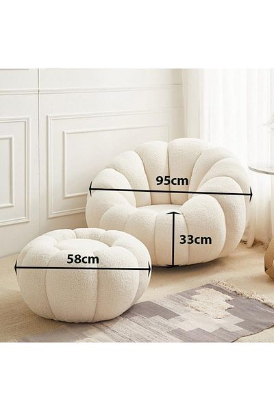 MAPLE HOME DECORATION Maple Home Lamb Fleece Sofa Set Modern Nordic Flower Minimalist Style Sofa For Living Room