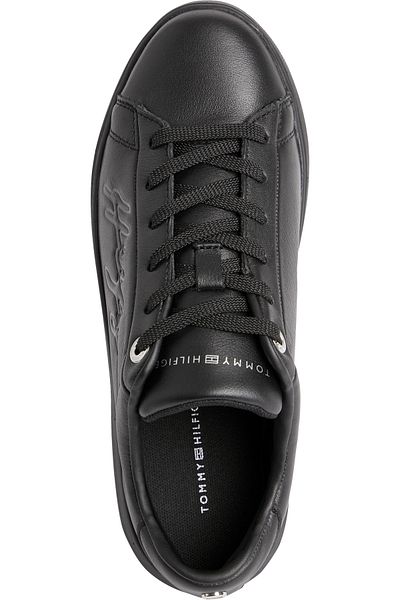 Tommy Hilfiger Women Black Signature Leather Sneakers