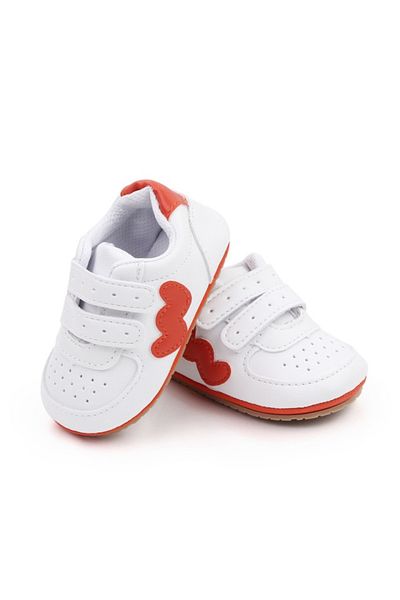 Superbaby Adidasi albi cu insertie portocalie