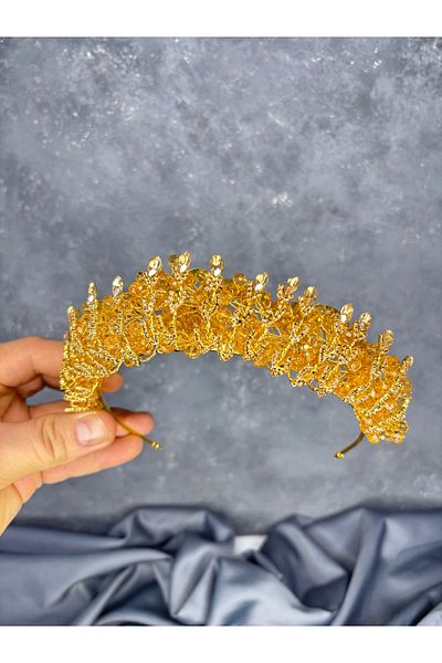 Hayalperest boncuk Stylish Bridal Crown Decorated with Steaming Crystal Beads