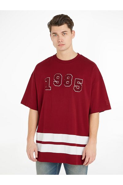 Tommy Hilfiger Men Red Short Sleeve Oversized T-Shirt