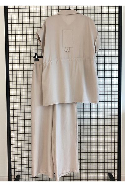 Armine Trend New Season Linen Fabric Back Detailed Sports Double Set