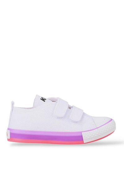 Liger Unisex Kids Linen Short Convers Model Velcro Sneaker Sports Shoes (26-30) White - Lila