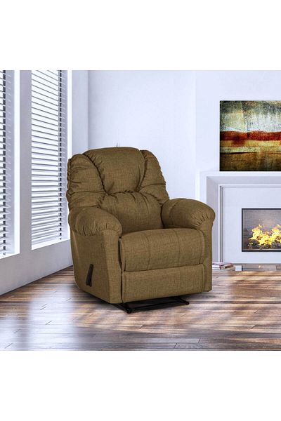 American Polo | Linen Rocking Recliner Chair - Brown -92×78x103