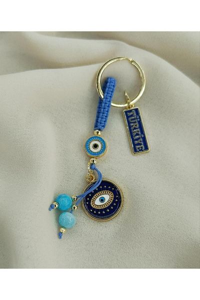 Hd Marketim Keychain Evil Eye Evil Eye Natural Stone Car Bag Wallet Ornament Turkey Written