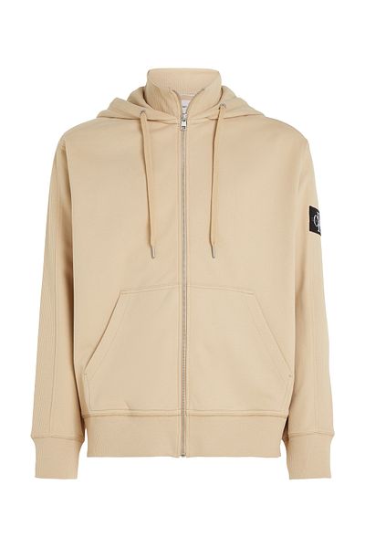 Calvin Klein Men Beige Badge Hwk Zip Through Hoodie