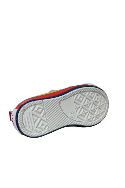 Liger Unisex Çocuk Keten Kısa Convers Modeli Cırtlı Sneaker Spor Ayakkabı (26-30) KIRMIZI - BEYAZ