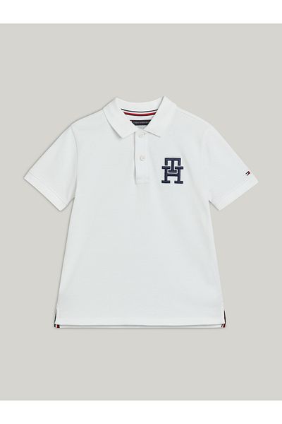 Tommy Hilfiger Boys Blue Monogram Short Sleeve Polo T-Shirt