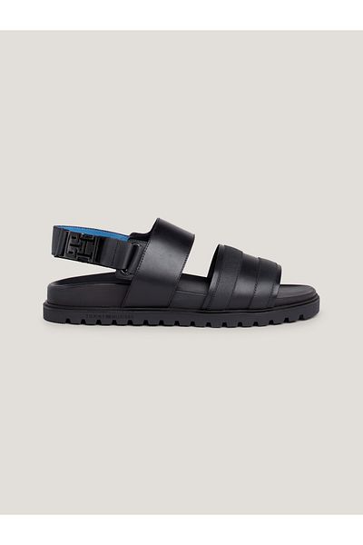 Tommy Hilfiger Men Black Elevated Clip Cleat Leather Slippers