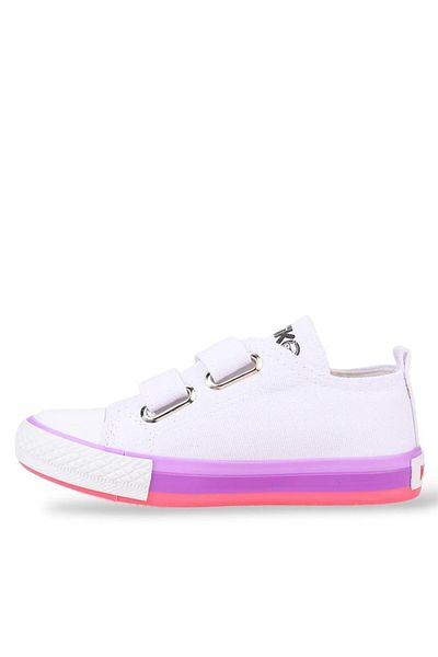 Liger Unisex Kids Linen Short Convers Model Velcro Sneaker Sports Shoes (26-30) White - Lila