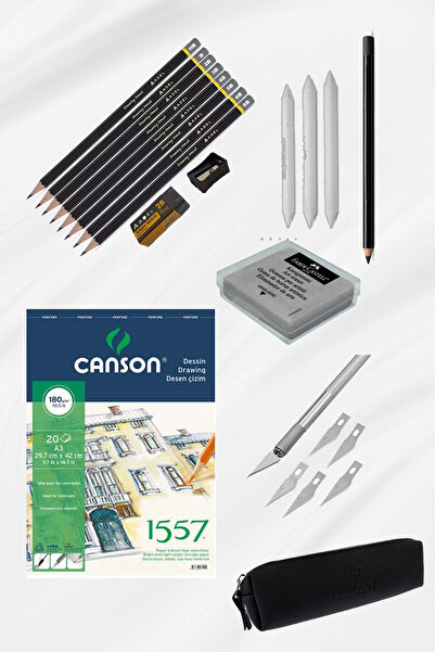 everart Canson 1557 A5 Eskiz Defteri 180g Karakalem Çizim Eskiz Seti Hamur Si...