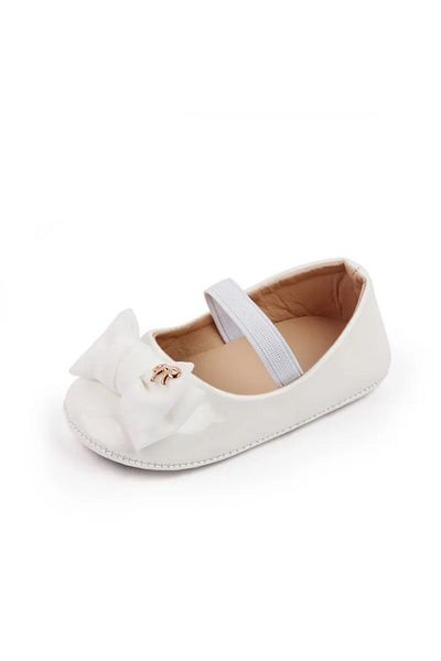 Superbaby Pantofiori cu fundita, albi, din lac