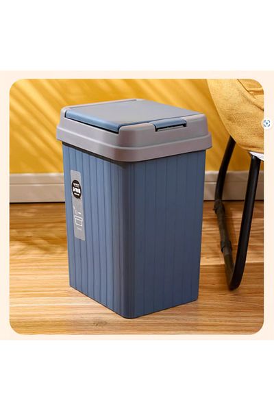 ABYZ Coș de gunoi cu capac, 14l, pătrat, plastic, culoare albastră ™
