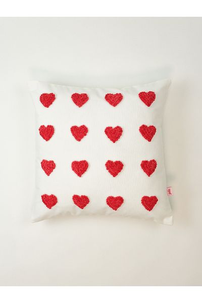 Galia Tasarım Mini Hearts - Velvet Punch Throw Pillow Cover - Red