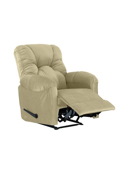 American Polo | Velvet Rocking Recliner Chair - Dark Ivory -92×78x103