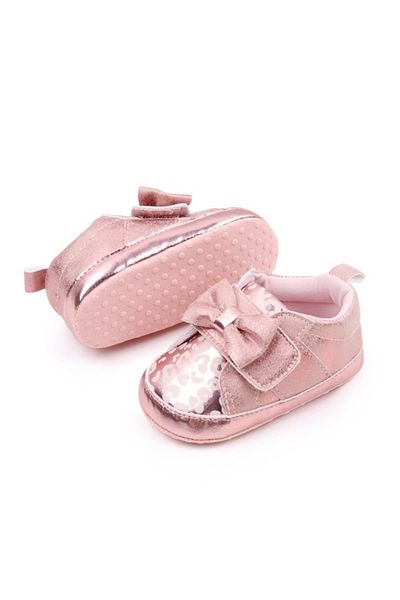 Superbaby Pearl pink shoes with print and bow