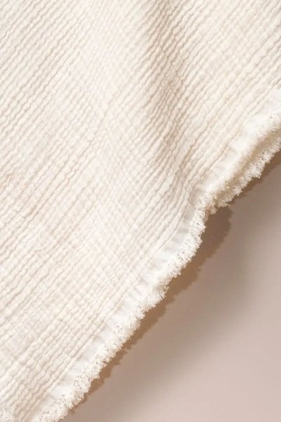 Minytrendy Baby Girl Boy 85*100 cm Name Printed 4 Layer Double Sided Organic Muslin Blanket 85*100 cm Cream