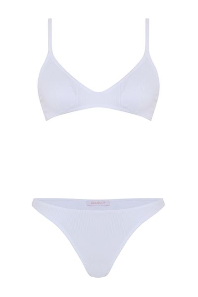 AQUELLA Stripe Textured Ecru Pencil Bikini Set