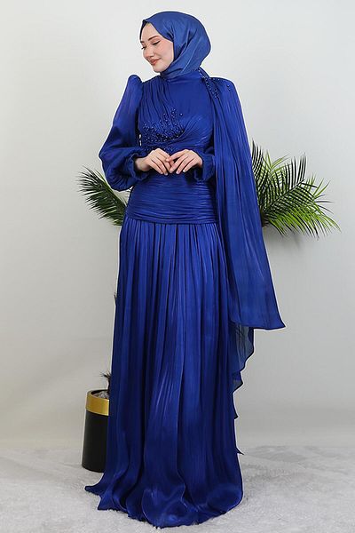 GİYZAMİLA Βραδινό φόρεμα Serap Hijab Μπλε