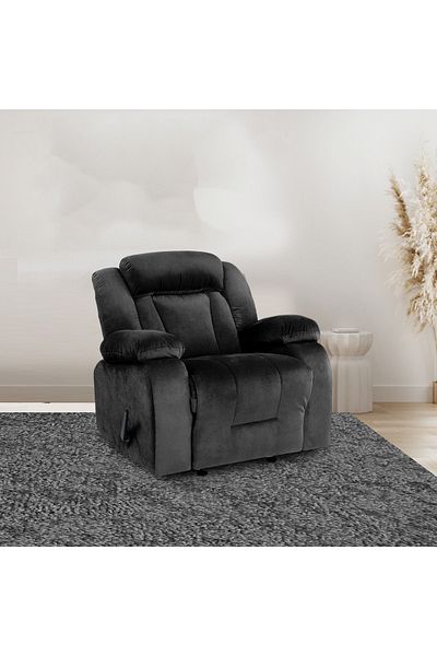 Lazy Vibes MNZ5 | Velvet Rocking & Rotating Recliner Chair - Black