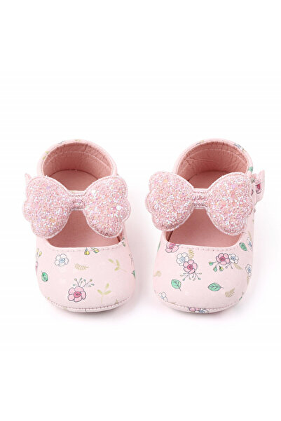 Superbaby Pantofiori roz cu floricele si fundita