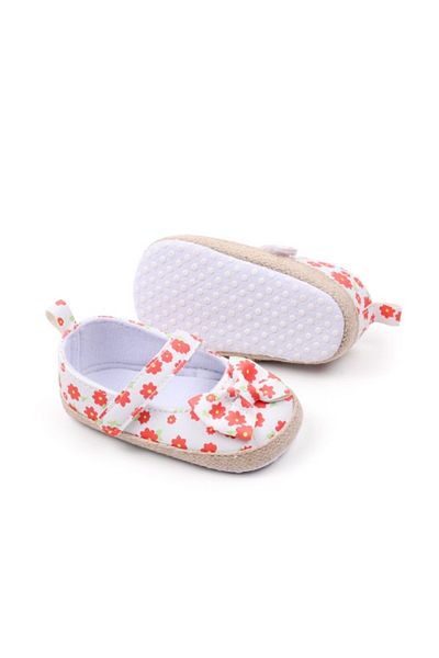 Superbaby Baby shoes with orange floral pattern and bow