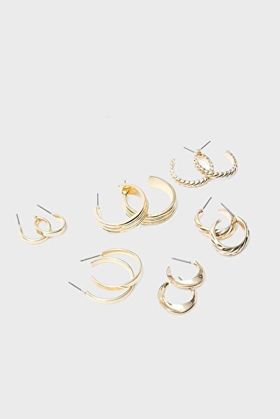Ervalina 6-Piece Basic Hoop Earrings Multiple Earring Set Gold Color 1339