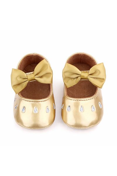 Superbaby Pantofiori aurii din lac cu puncte argintii