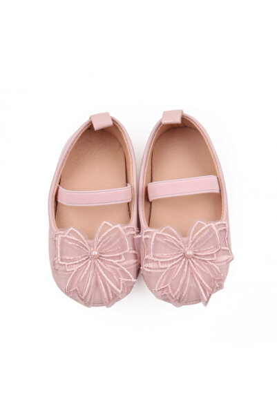 Superbaby Pantofiori roz pudra cu fundita dantelata