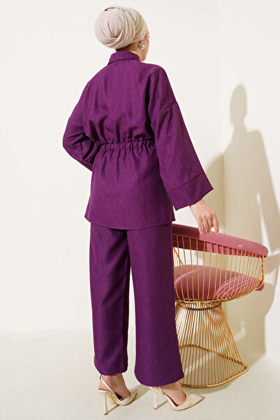 VOLT CLOTHİNG Kadın Beli Lastikli Göğüs Cepli İkili Takım