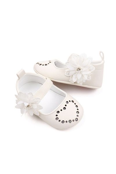 Superbaby Pantofiori albi sidefati - Heart