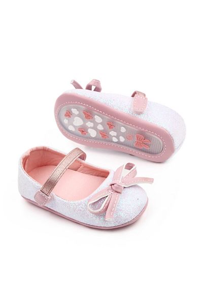 Superbaby Pantofiori albi cu sclipici