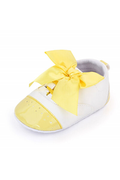 Superbaby Pantofiori albi cu fundita galbena