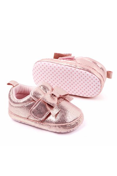 Superbaby Pink pearl shoes with bow